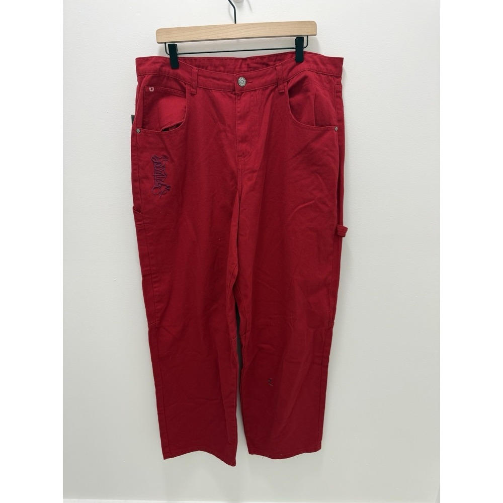 Southpole Red Carpenter Jeans Mens XL 38x33 NWT Embroidered Y2K Hip Hop Baggy